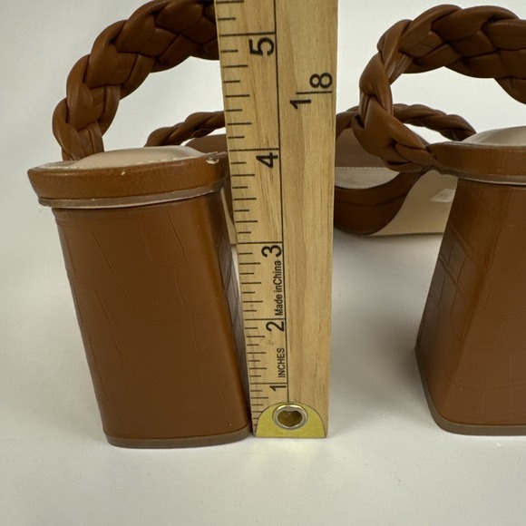 Cushionaire 4" Heel Slide Sandal Women's Size 6.5 Open Square Toe Brown‎ Braided - Picture 6 of 10